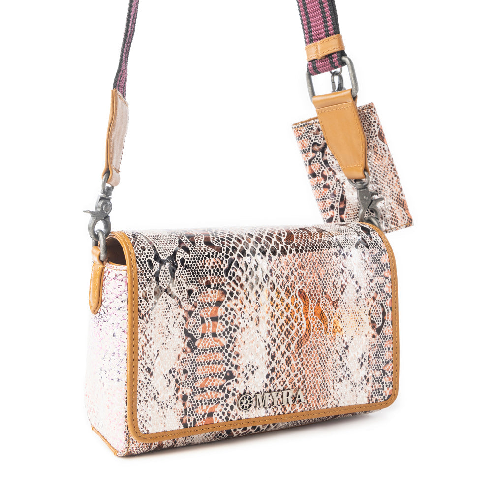 Elysian Charm Leather Shoulder Bag in Onyx Snake Print