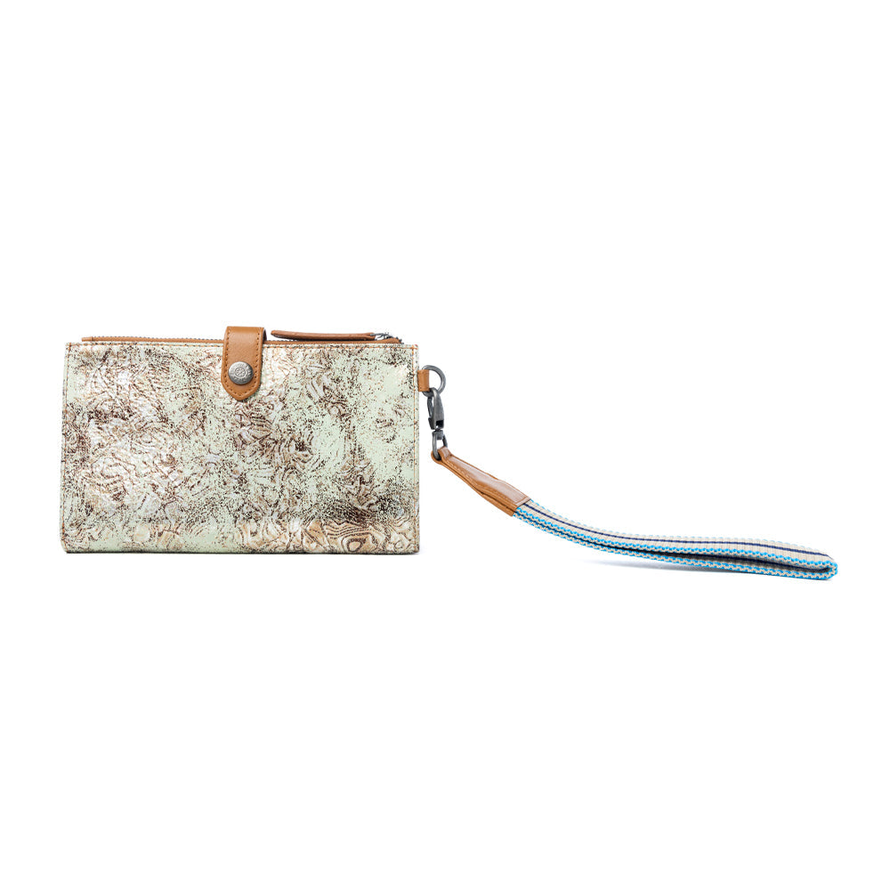 Aurora Sage Leather Wallet in Glimmer Snake Print