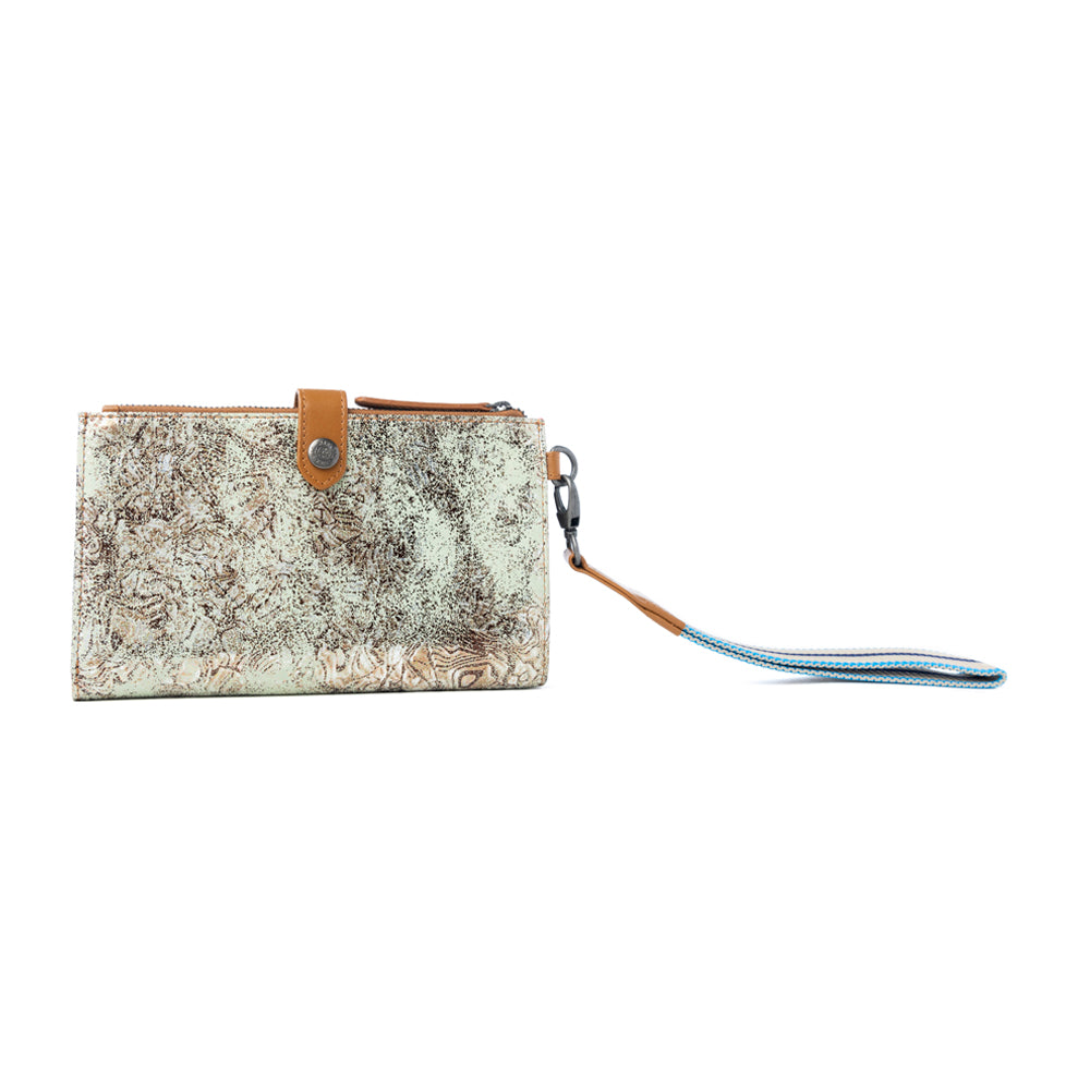 Aurora Sage Leather Wallet in Glimmer Snake Print