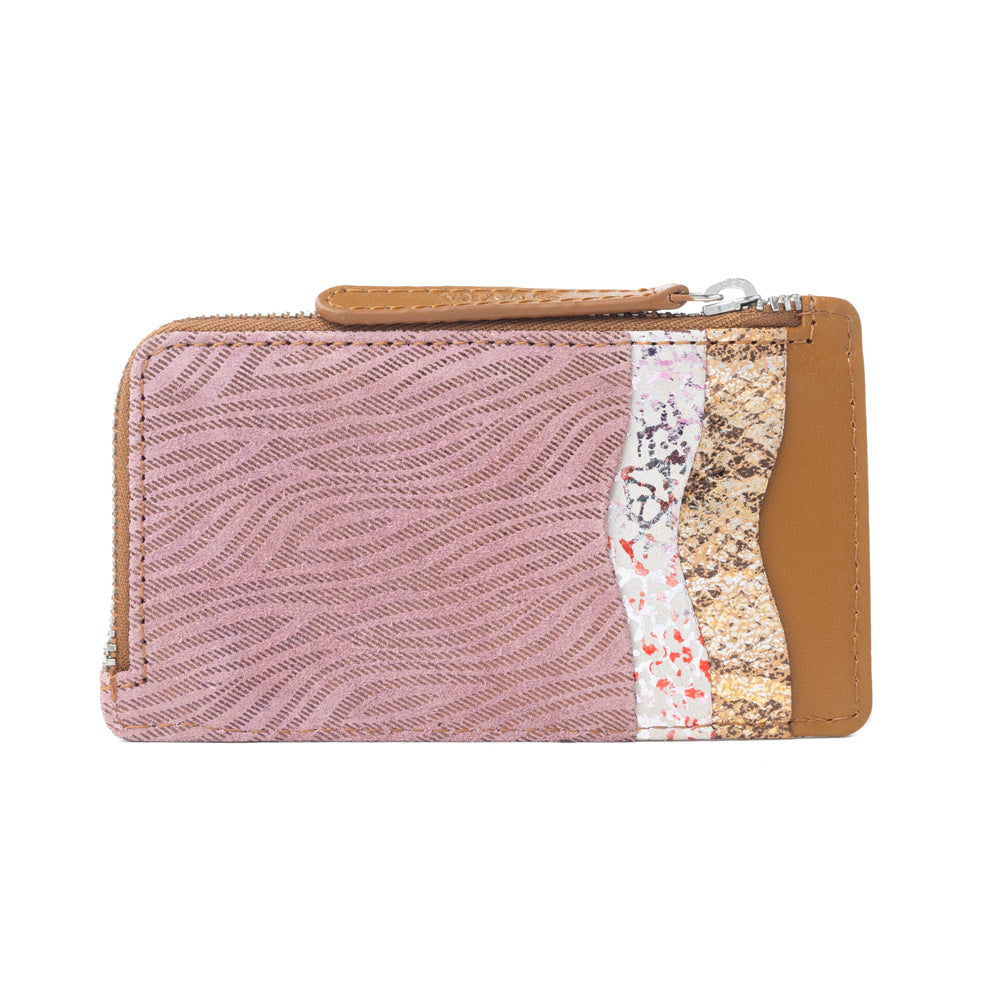 Ashen Blush Leather Wallet in Mauve Snake Print