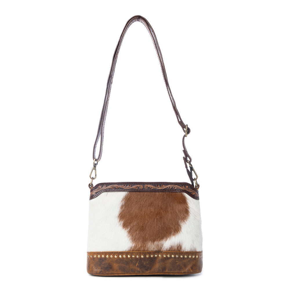 Prairie Forge Studded Hairon Leather Bag in Rodeo Brown