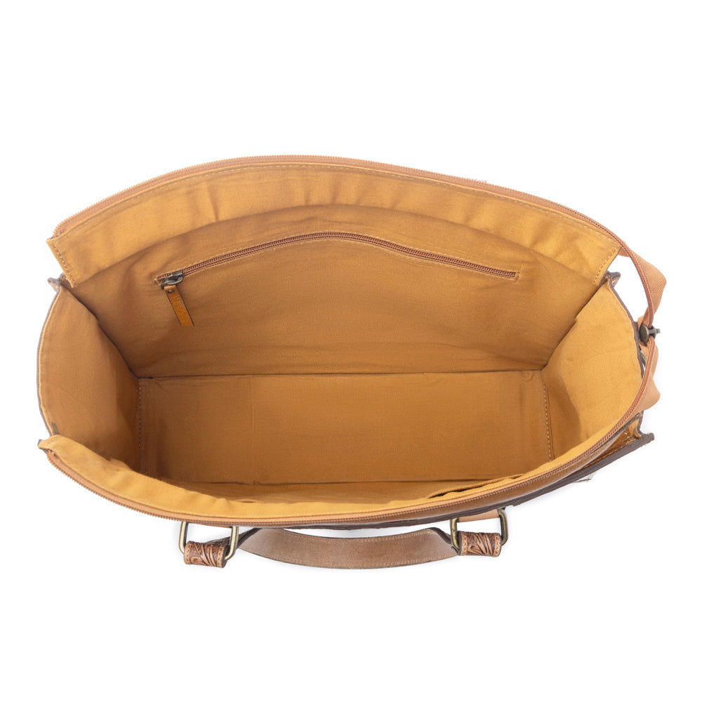 Desert Jewel Handtooled Hairon Leather Concealed Carry Bag in Timber Brown