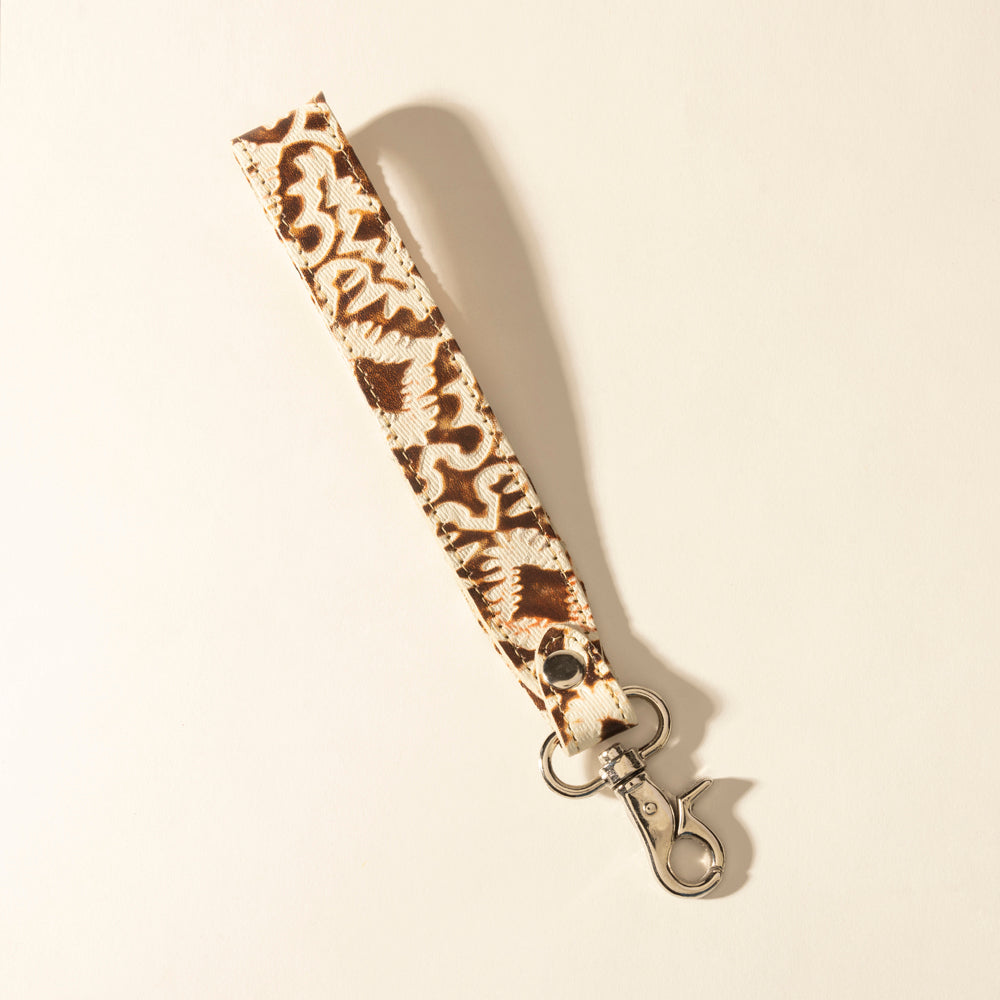 Myra Sierra Marble Leather Keyfob in Cream Tassle