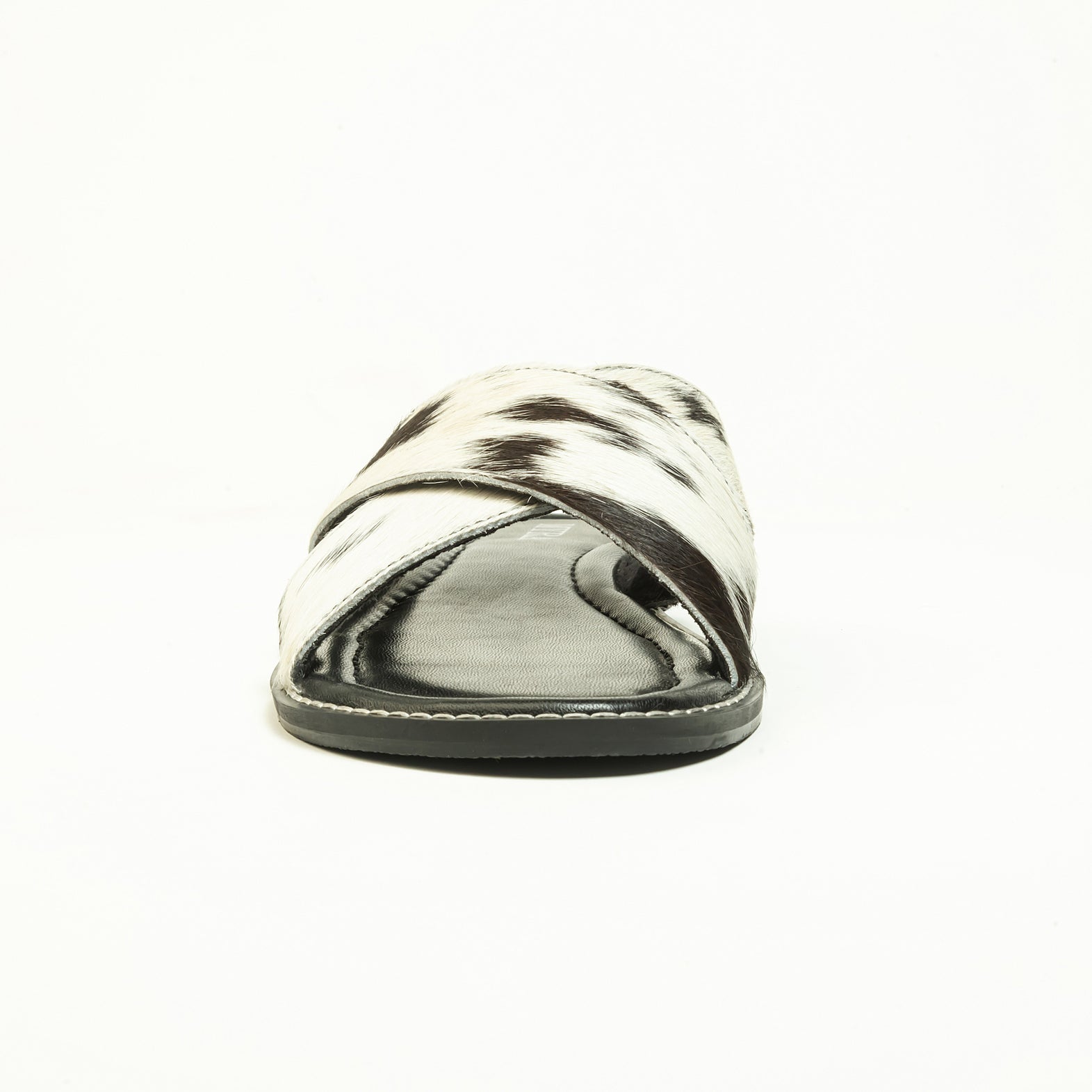 El Paso Dawn Hairon Leather Sandals in Speckled White