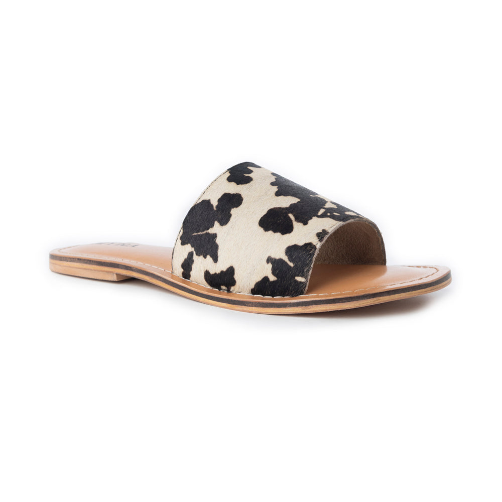 Mojave Herd Hairon Leather Sandals in Creamhide White