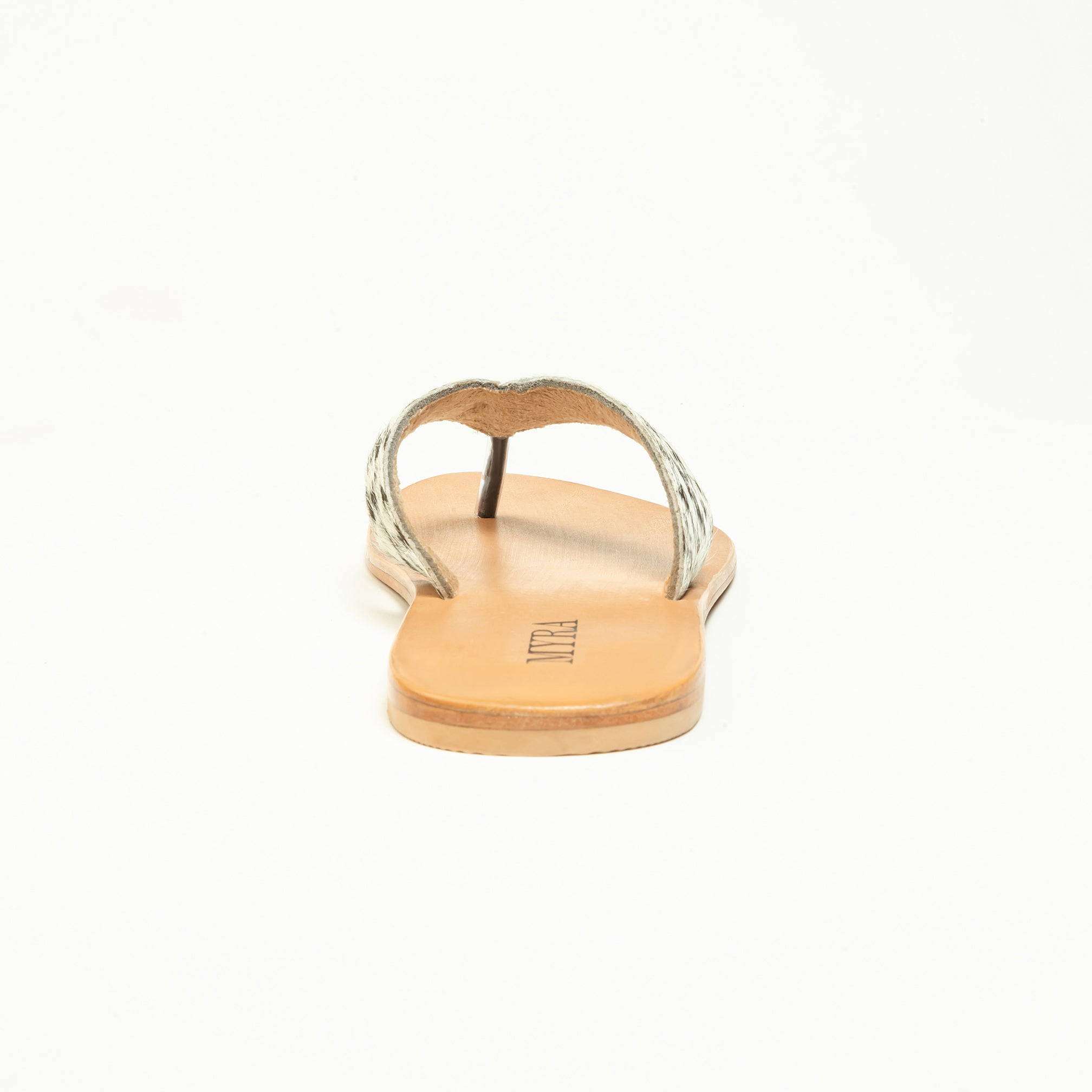 Echo Valley Hairon Leather Sandals in Spotted Ivory