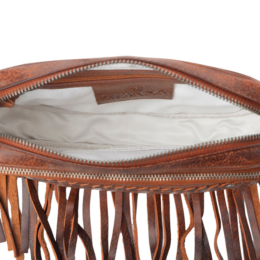 Zidana Stormy Trails Fringed Veg Tanned Leather Bag Variant Combo