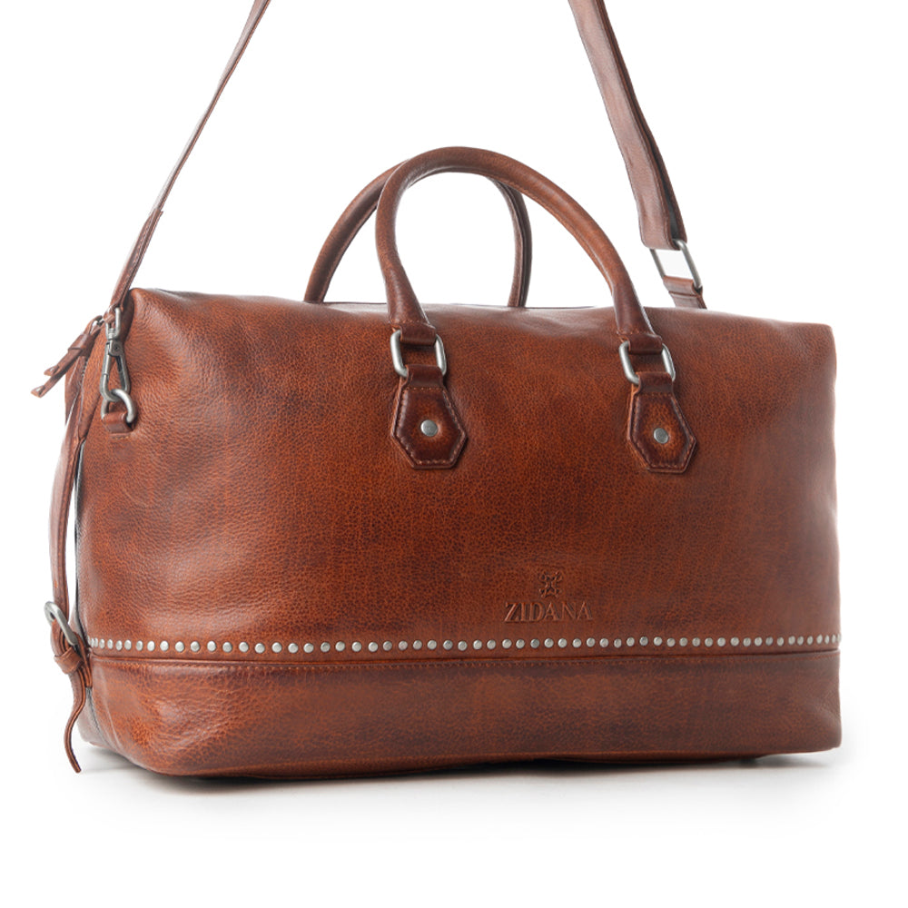 Myra Zidana Sundown Plains Veg Tanned Leather Traveller Bag in Auburn Ember