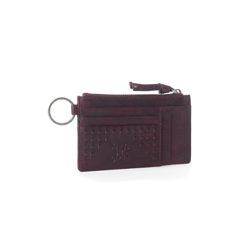 Myra Zidana Vino Braided Veg Tanned Leather Wallet in Noir Rouge