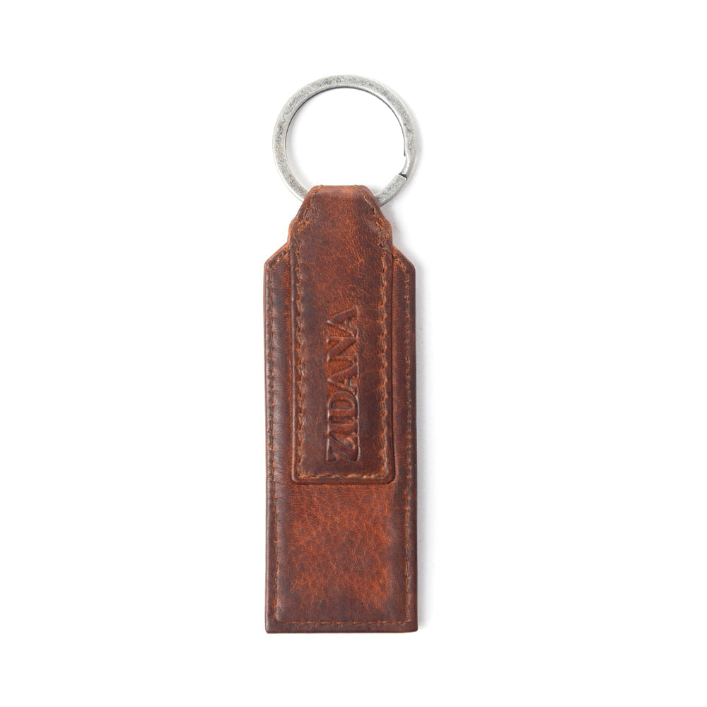 Myra Zidana Highland Studded Veg Tanned Leather Keyfob in Crimson Dust
