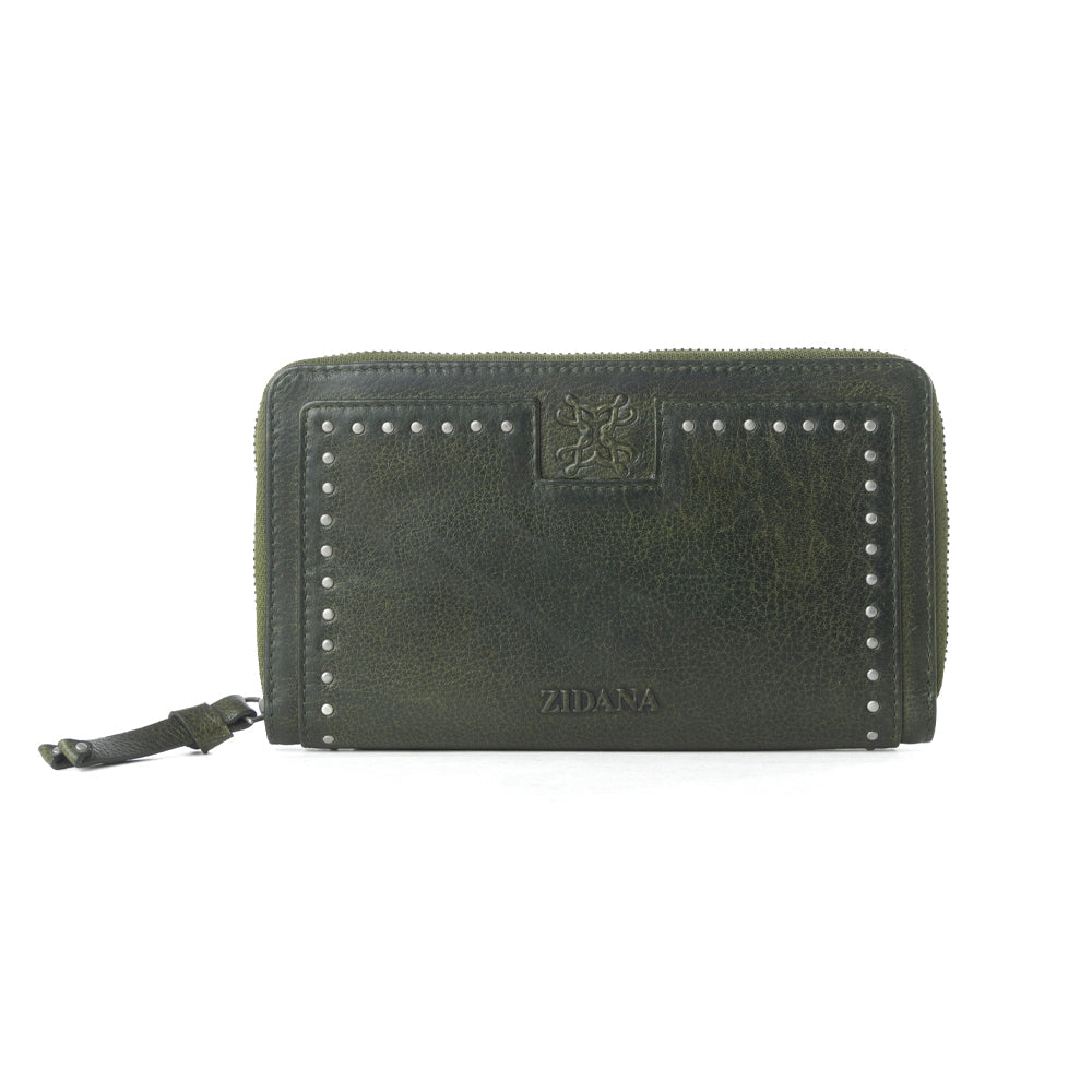 Zidana Astra Studded Veg Tanned Leather Wallet Variant Combo