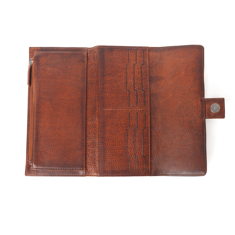 Myra Zidana Santa Fe Woven Veg Tanned Leather Wallet in Dusky Bronze