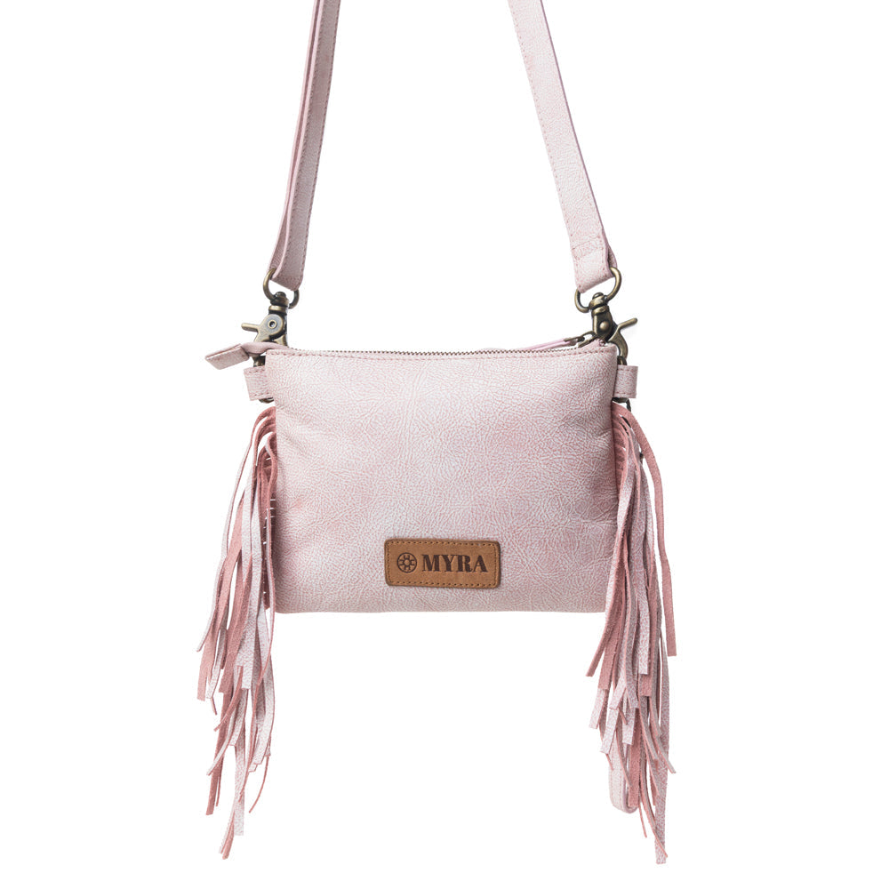 Myra ThunderFly Fringed Leather Bag in Sundown Blush