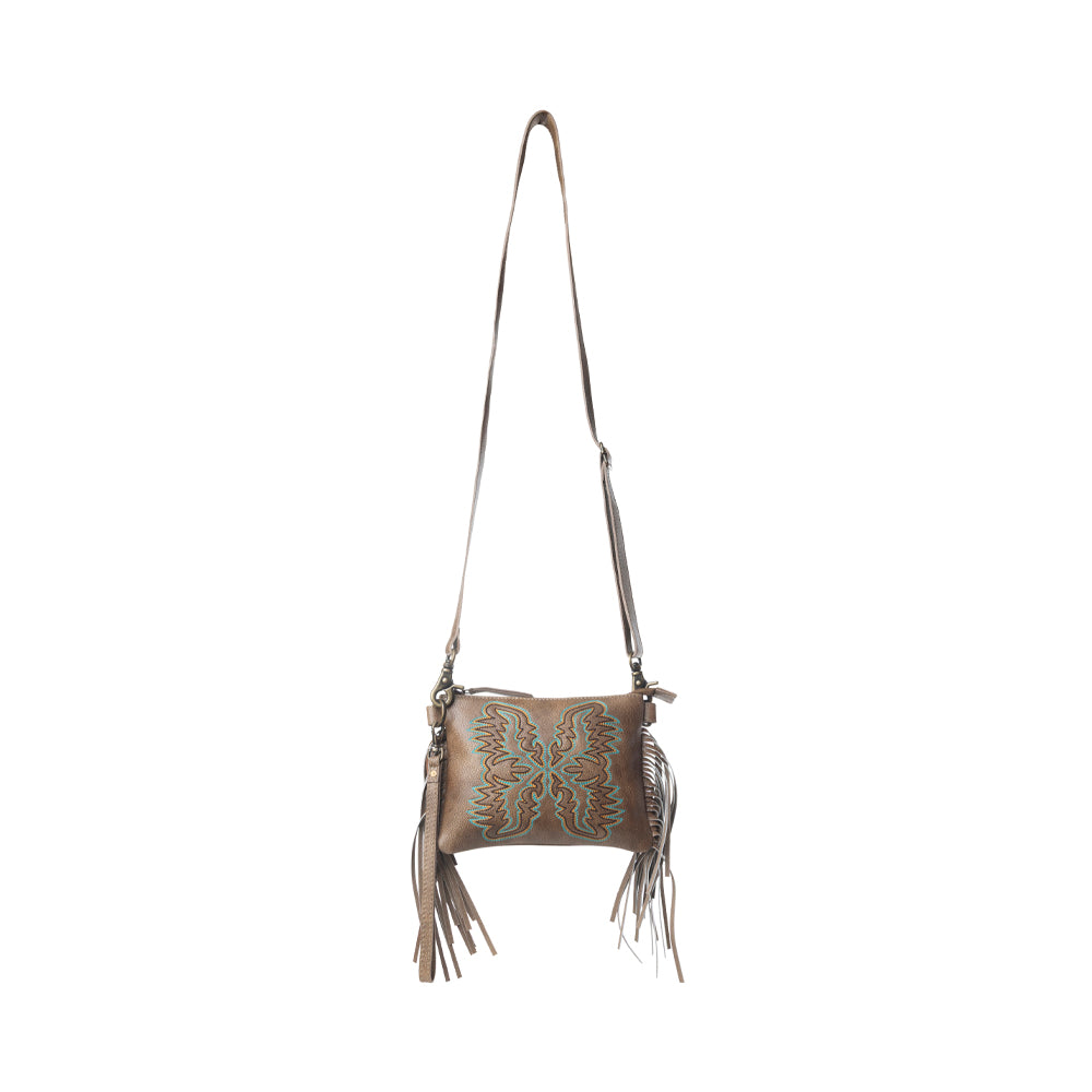 Myra ThunderFly Fringed Leather Bag in Mojave Brown