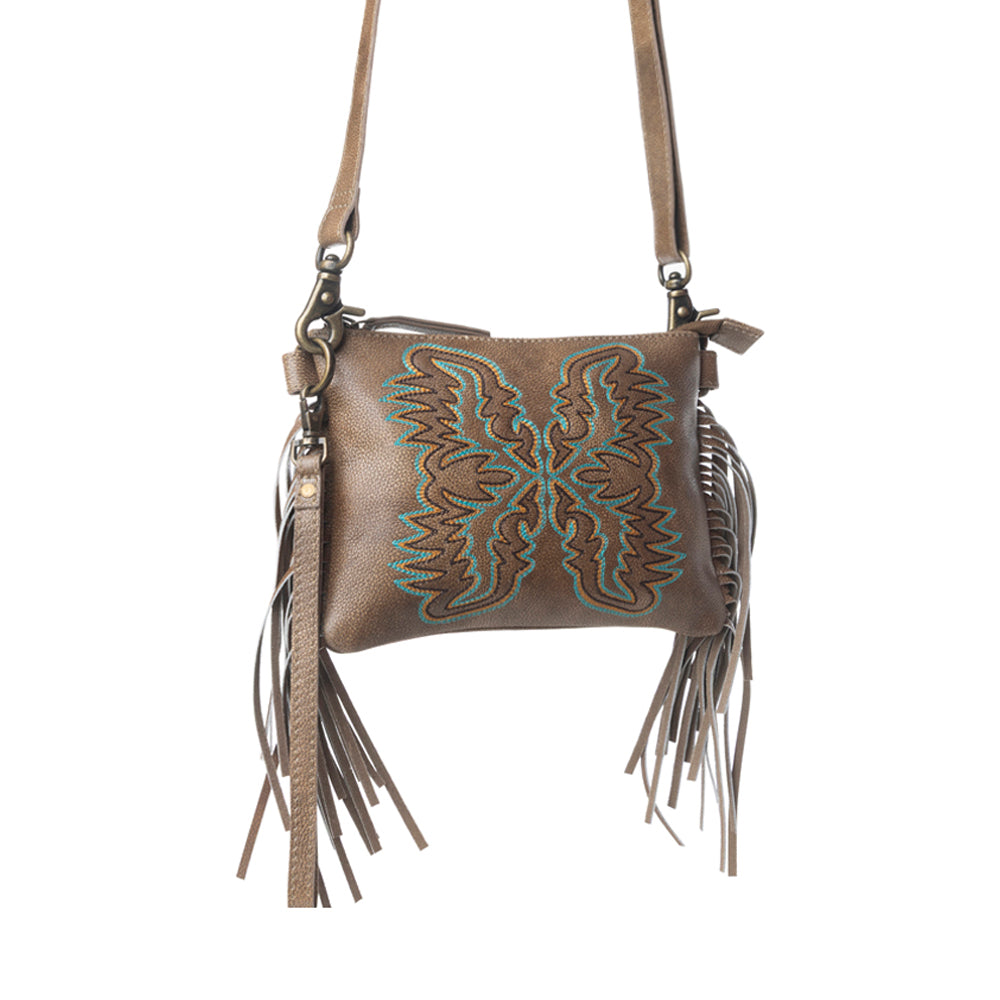 Myra ThunderFly Fringed Leather Bag in Mojave Brown