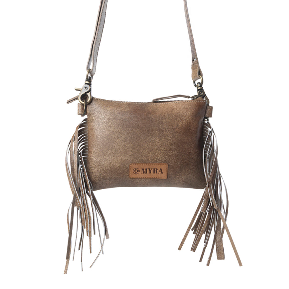 Myra ThunderFly Fringed Leather Bag in Mojave Brown