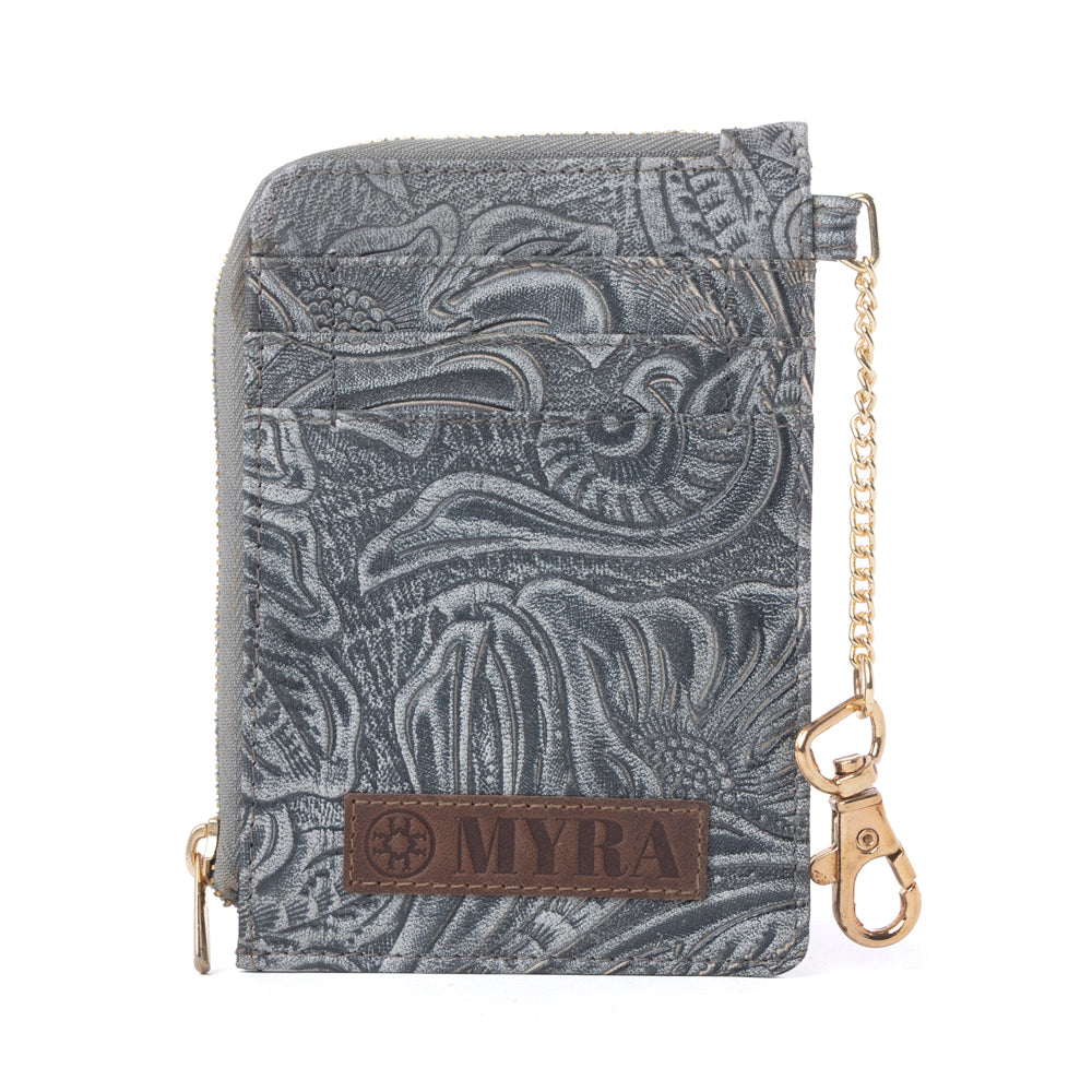 Summer Grove Embossed Leather Credit Card Holder in Slate Grey