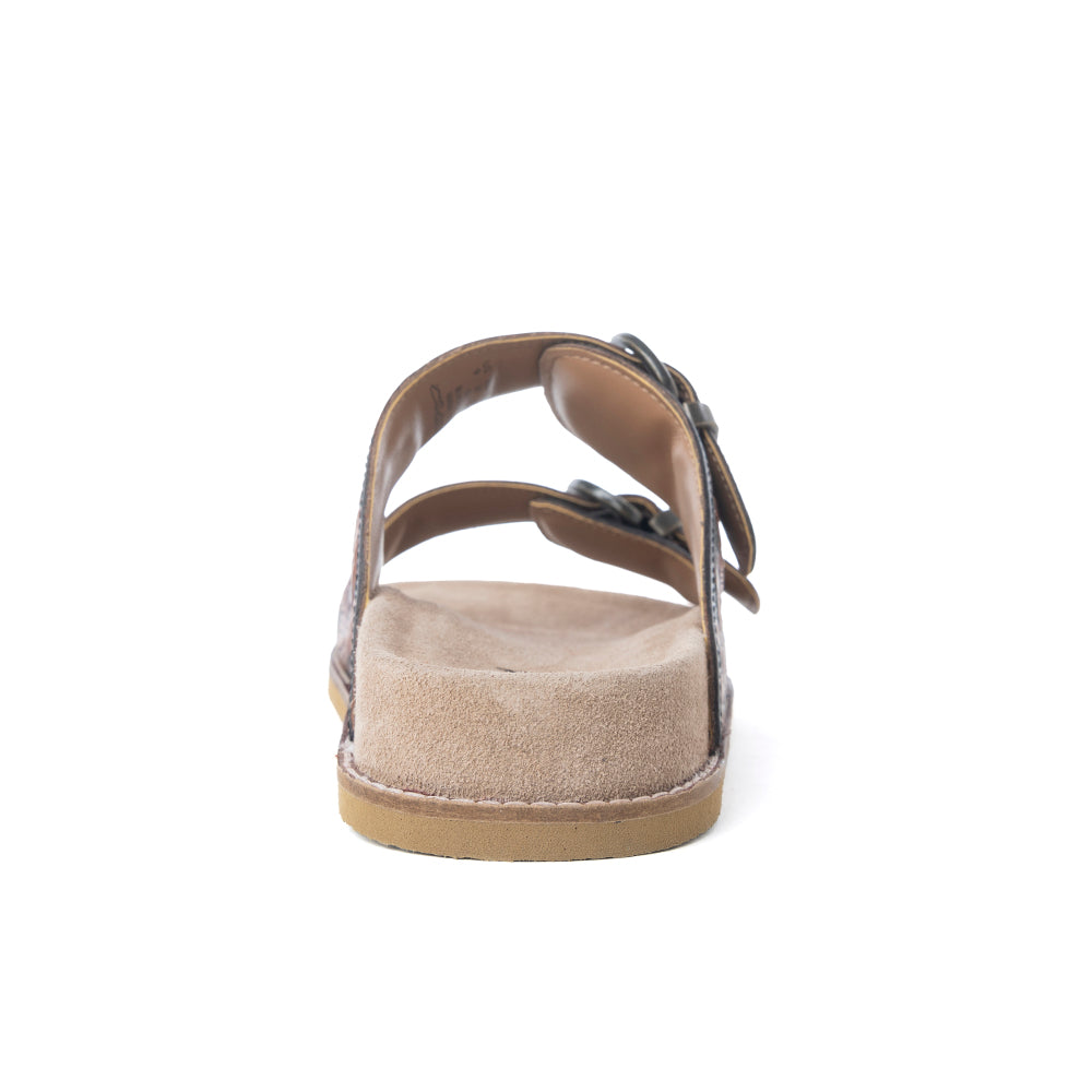 Canyon Ember Handtooled Leather Sandals in Bronzed Brown