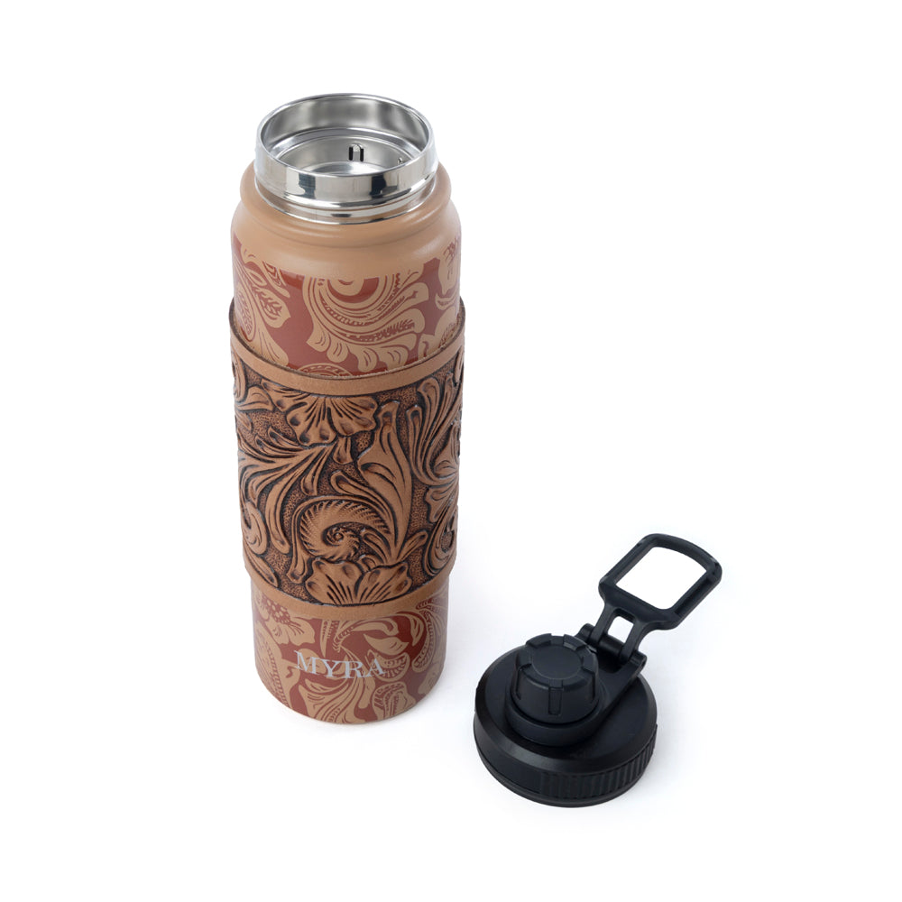 Moo & Bloom Stainless Steel Water Bottle in Brown Baroque