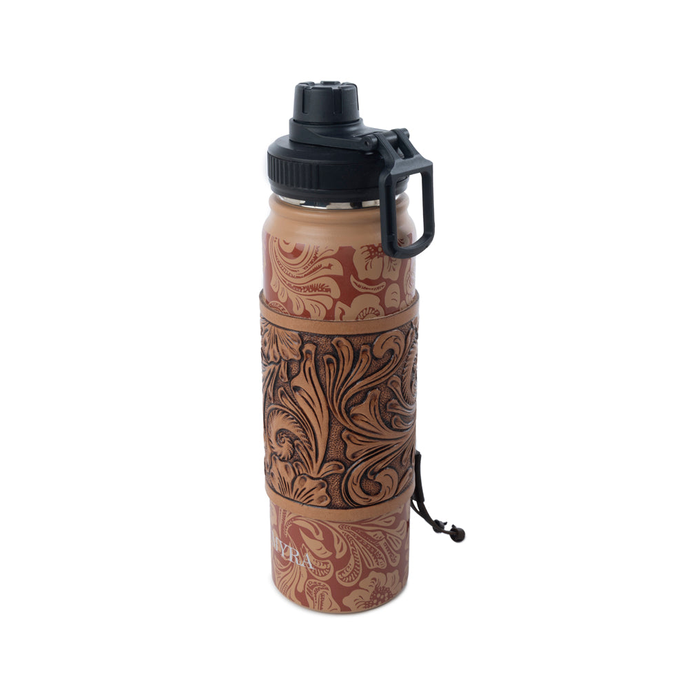Moo & Bloom Stainless Steel Water Bottle in Brown Baroque