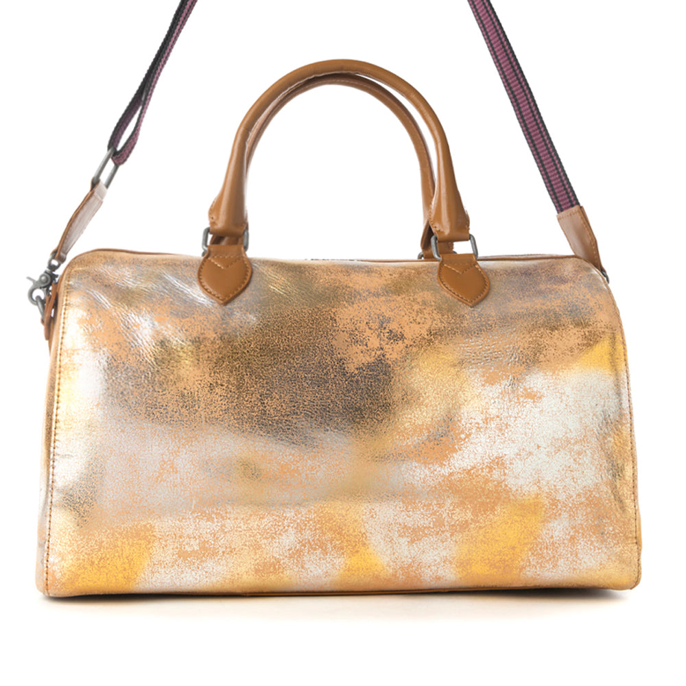 Myra Ranger's Echo Snake Print Leather Duffle Bag for Men in Molten Sunset