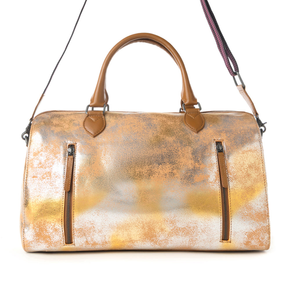 Myra Ranger's Echo Snake Print Leather Duffle Bag for Men in Molten Sunset