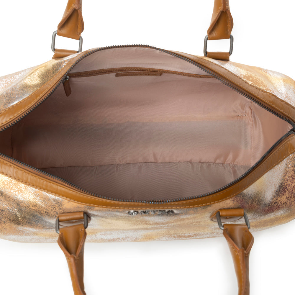 Myra Ranger's Echo Snake Print Leather Duffle Bag for Men in Molten Sunset