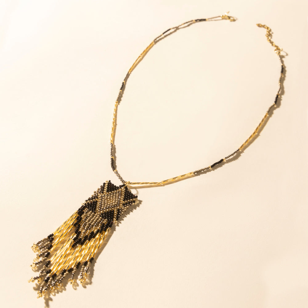 Sun Strung Beaded Necklace in Brown