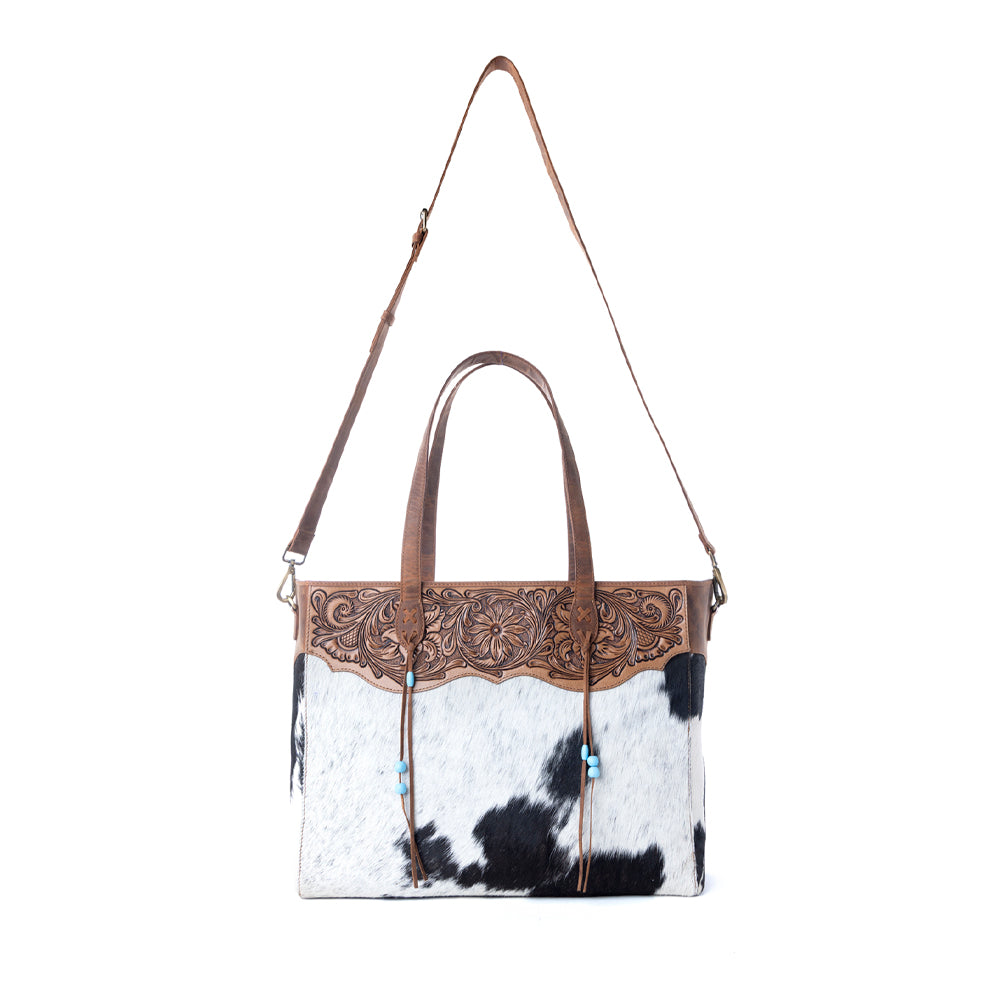 Myra Hearthwind Handtooled Bag in Onyx Frost