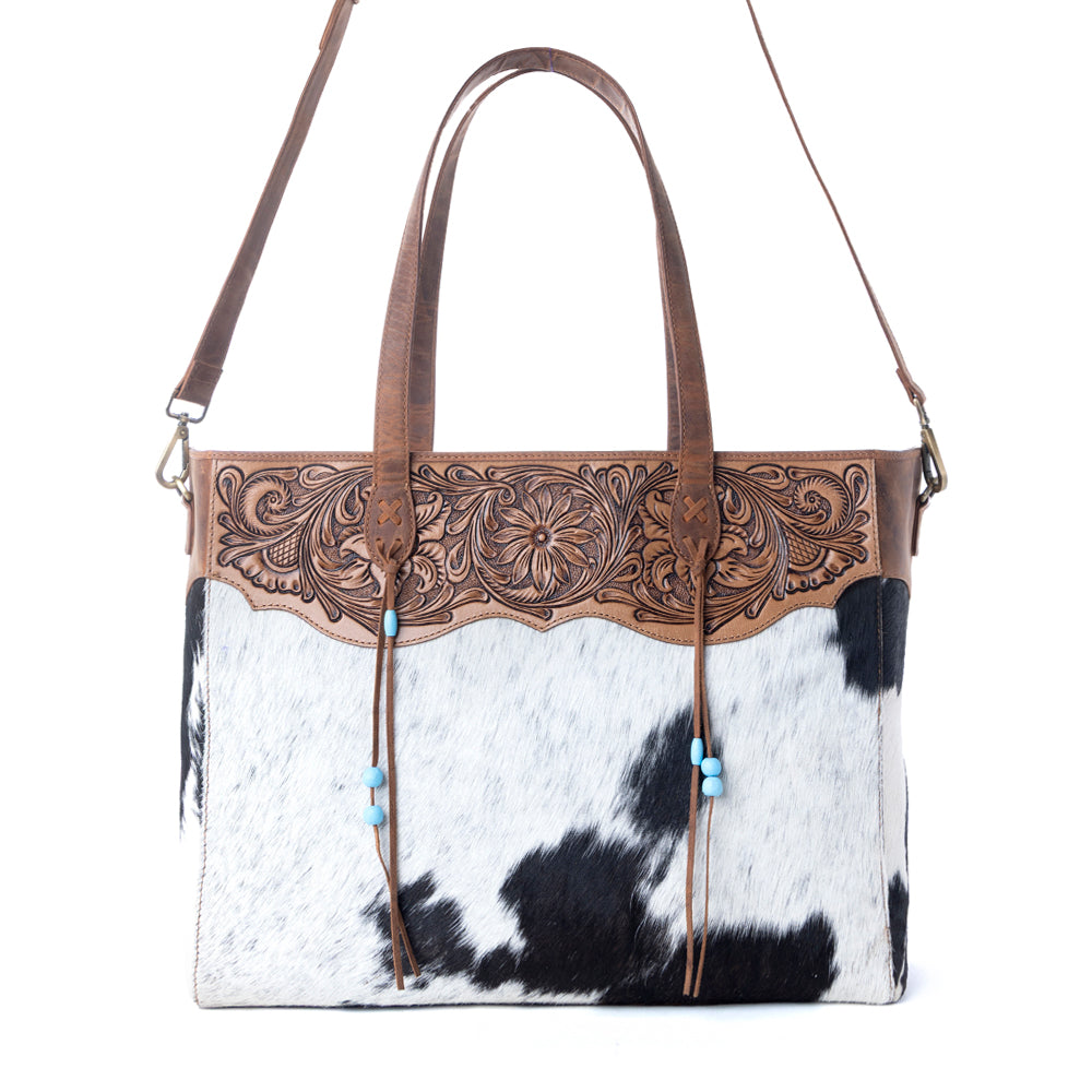 Myra Hearthwind Handtooled Bag in Onyx Frost
