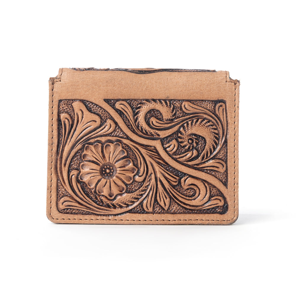 Myra Azura Bloom Leather Credit Card Holder in Saddle Dust