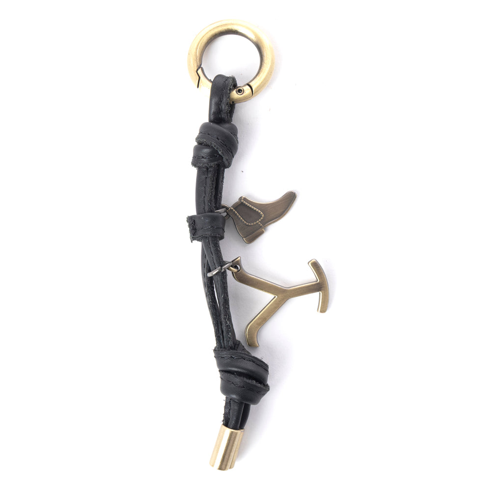 Yellowstone Longhorn Leather Key Fob in Midnight Bridle