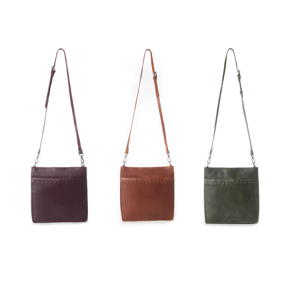 Zidana Mirelle Woven Veg Tanned Leather Sling Bag Variant Combo