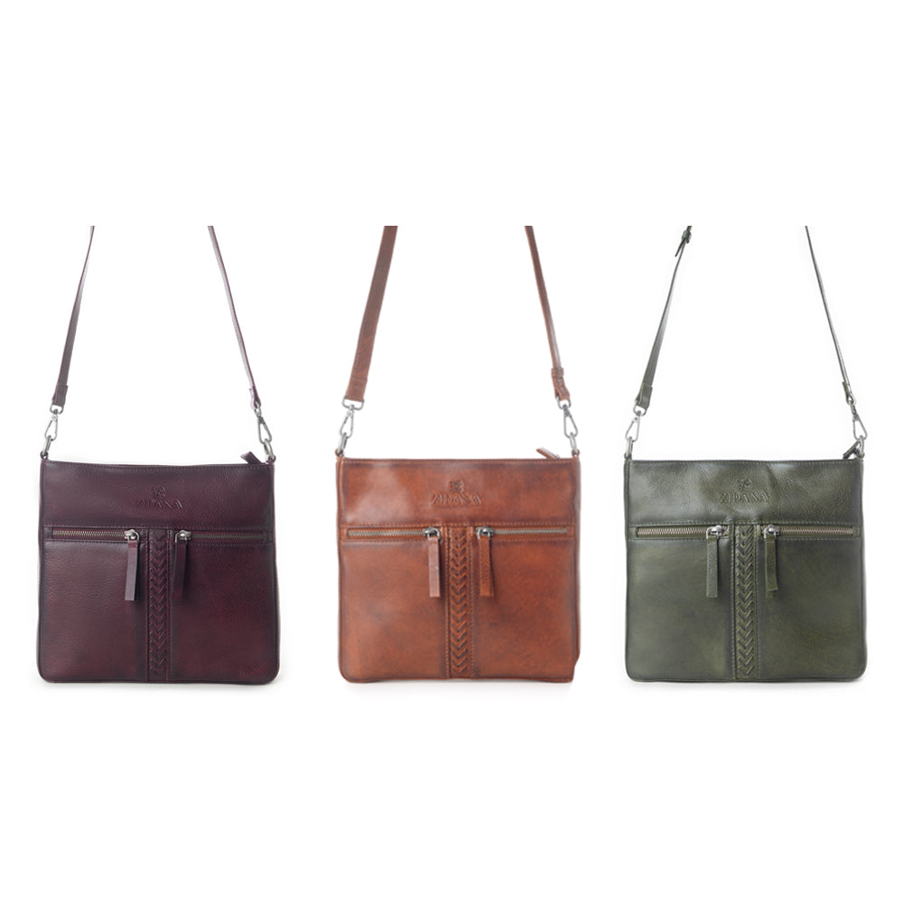 Zidana El Paso Twin Veg Tanned Leather Crossbody Bag Variant Combo