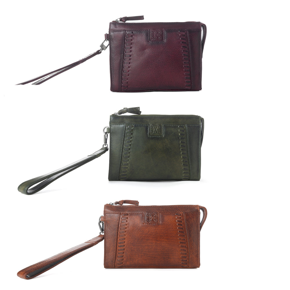 Zidana Bandera Ridge Veg Tanned Leather Wristlet Variant Combo