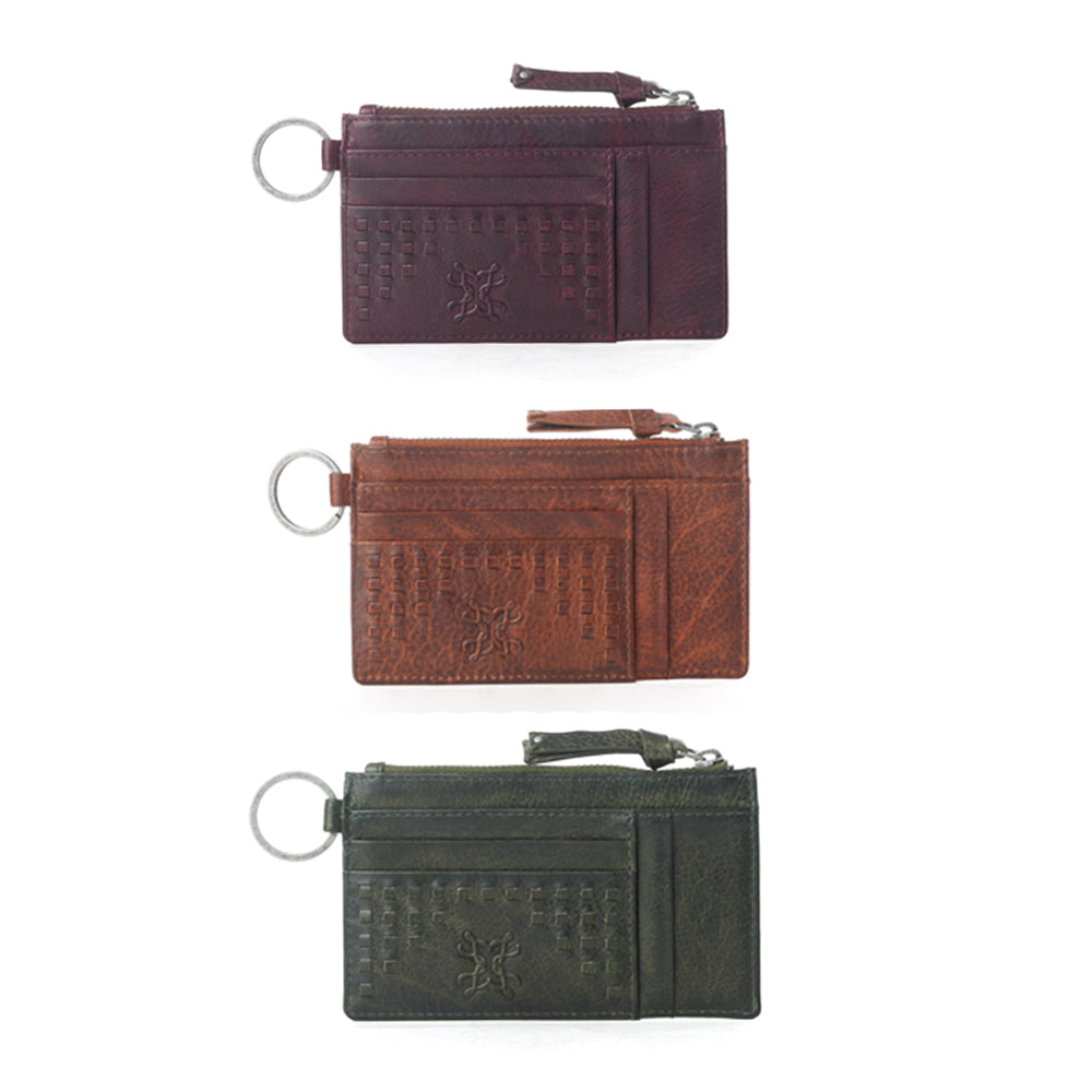 Zidana Vino Braided Veg Tanned Leather Wallet Variant Combo