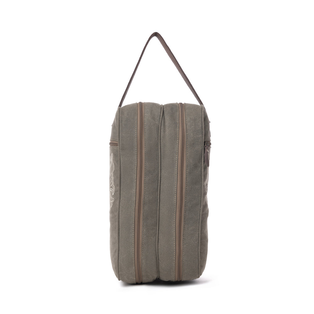 Sunstone Cotton & Leather Boot Bag in Clay Fern