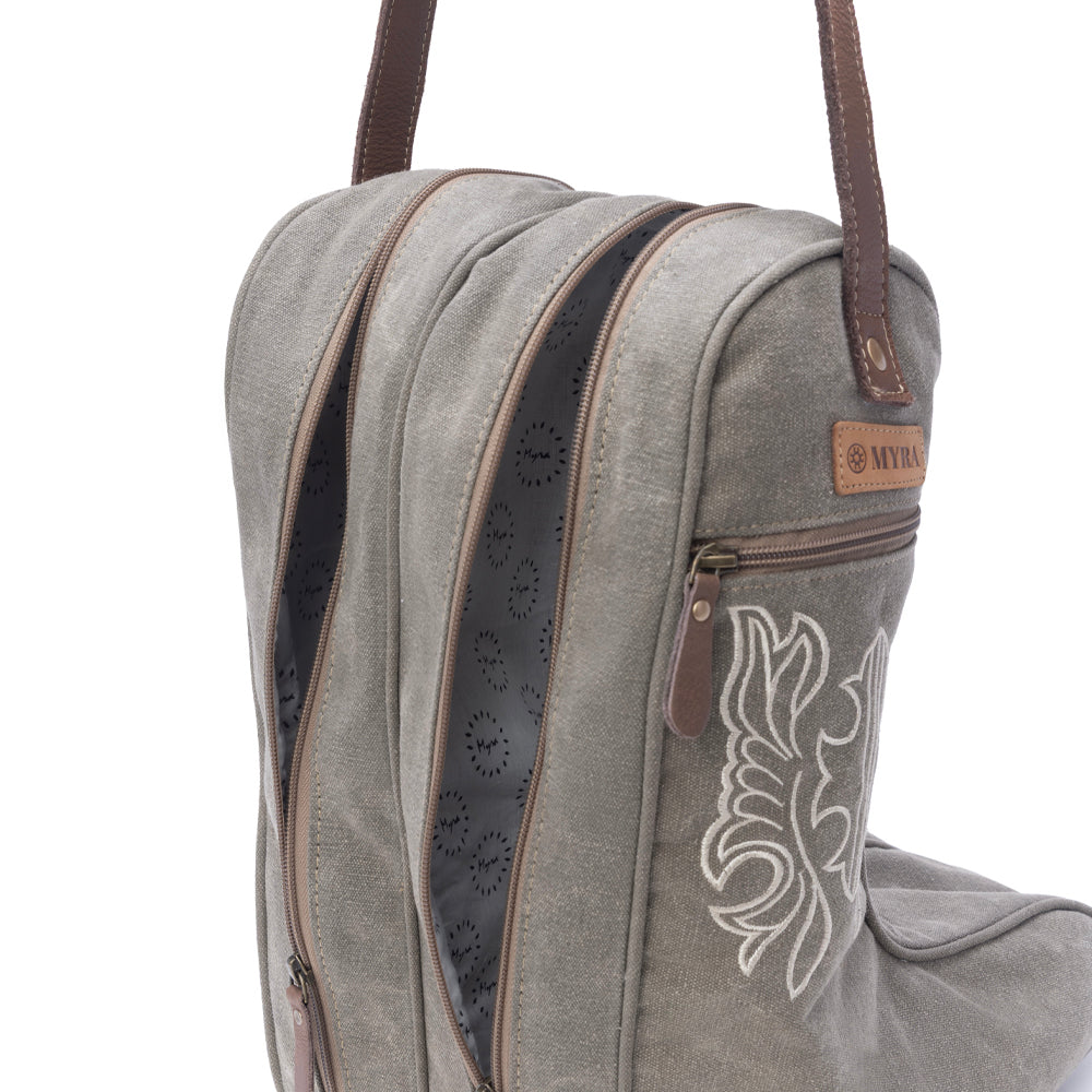 Sunstone Cotton & Leather Boot Bag in Clay Fern