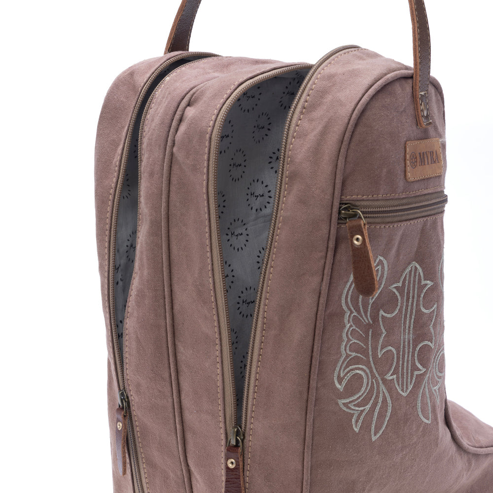 Sunstone Cotton & Leather Boot Bag in Sandy Taupe
