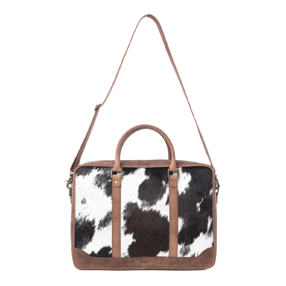 Ironpeak Hairon Leather Laptop Bag in Coal Snow