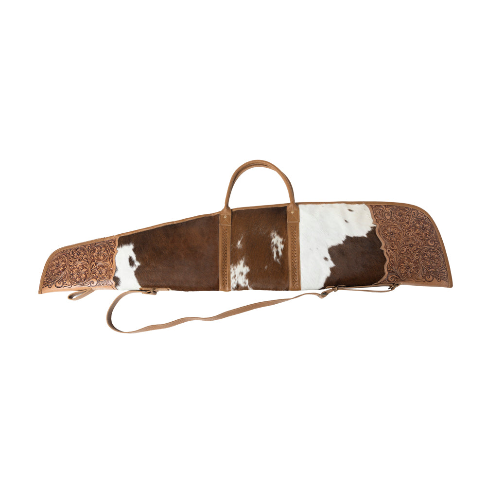 Redstone Divide Handtooled Hairon Leather Gun Case in Mocha Brown