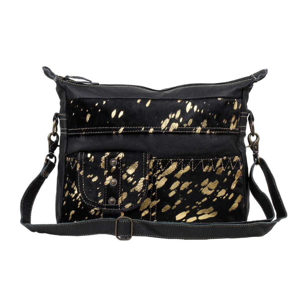 MODERN LEATHER AND HAIRON BAG