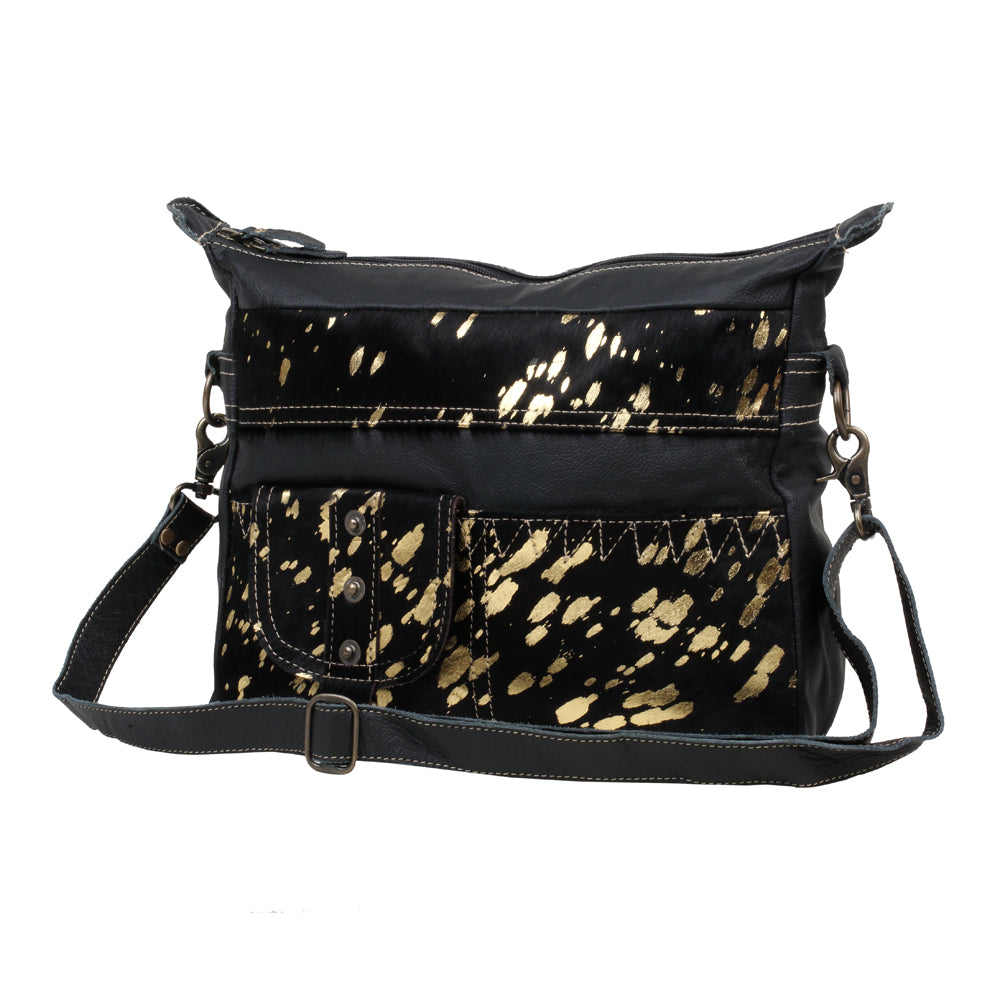 MODERN LEATHER AND HAIRON BAG