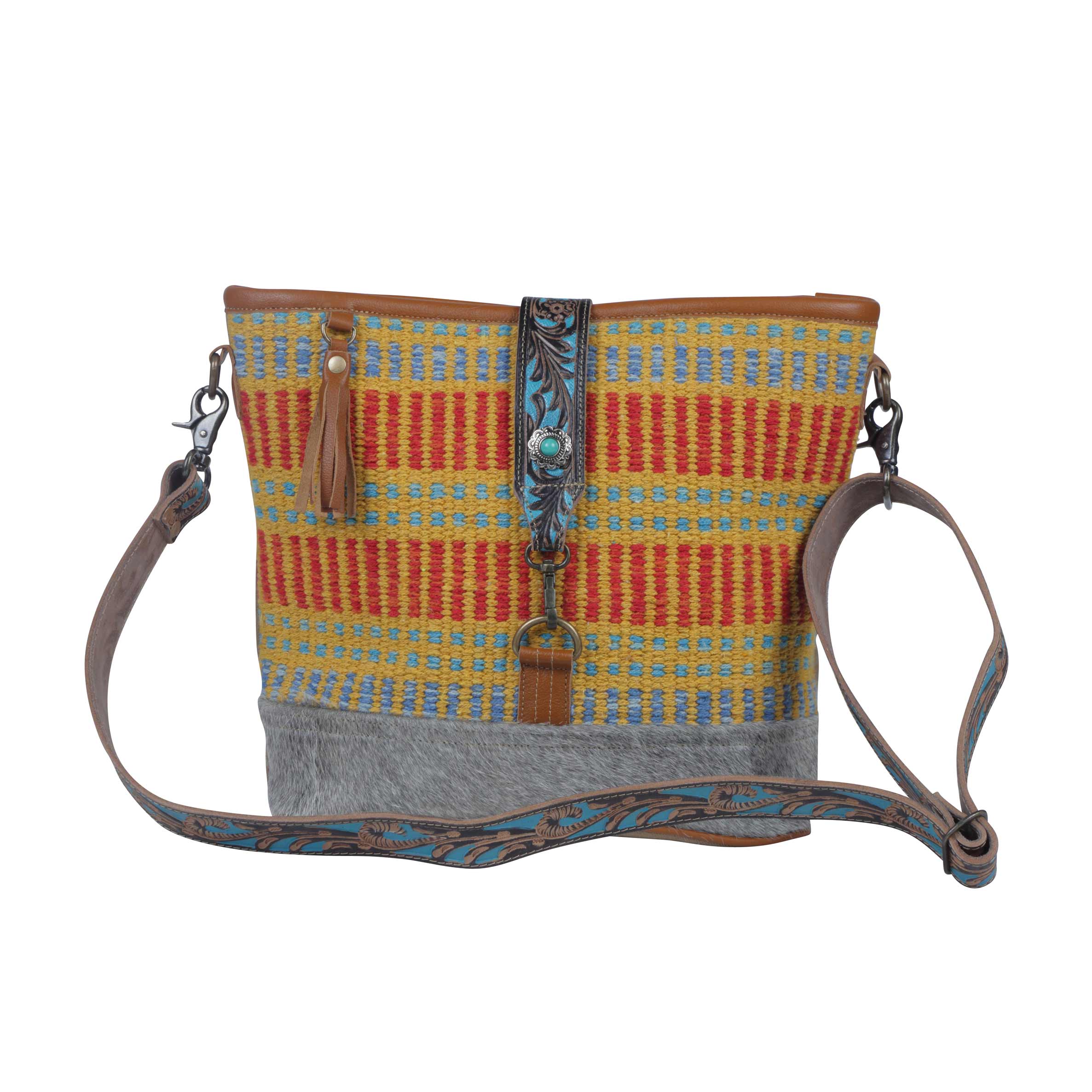 Vivid Orange Hand-Tooled Bag