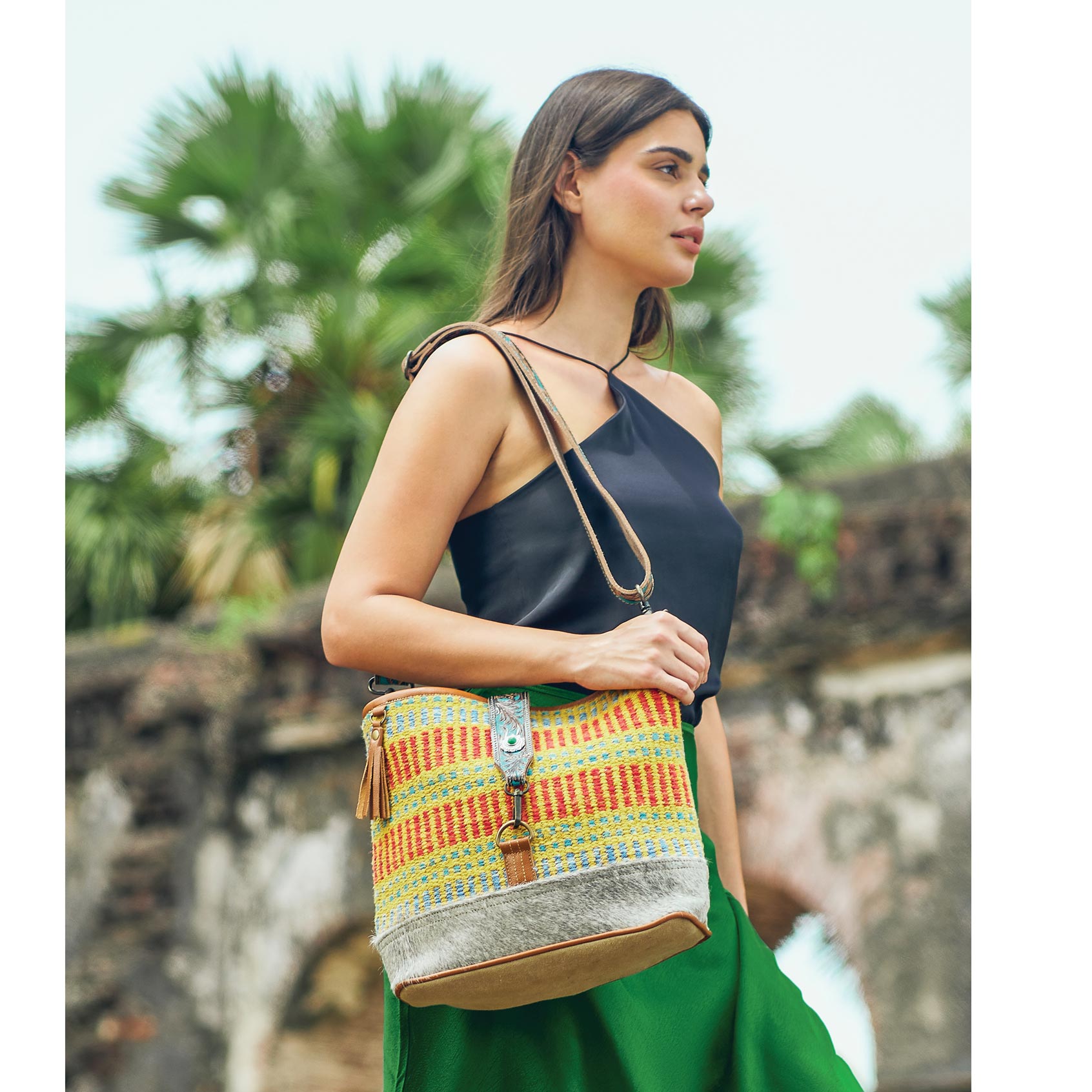Vivid Orange Hand-Tooled Bag
