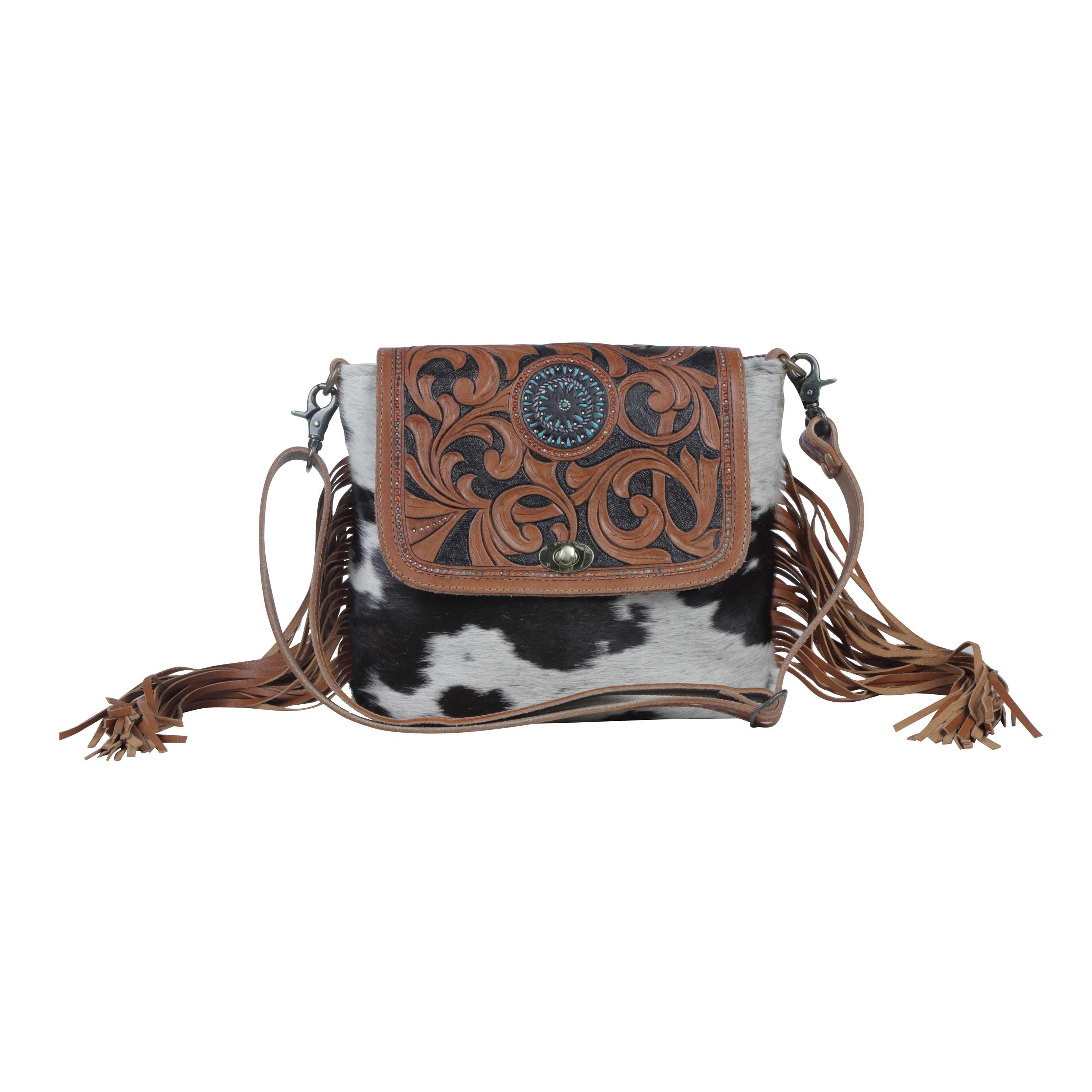Brown Boughs Hand-Tooled Bag