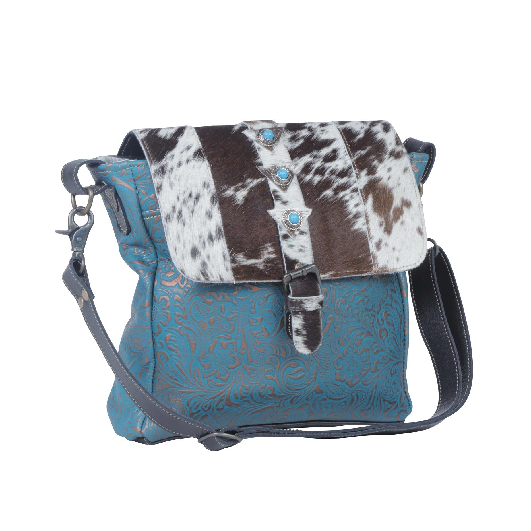 Blue Rose Leather & Hairon Bag
