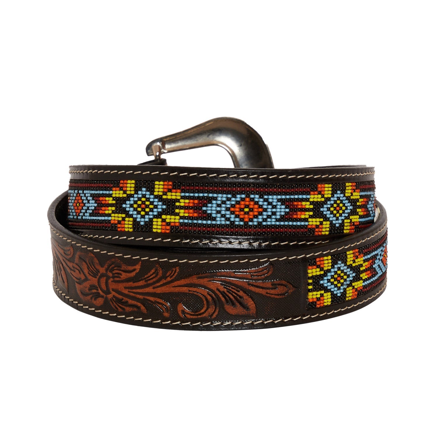 Polychrome  Hand-Tooled Leather Women's Belt