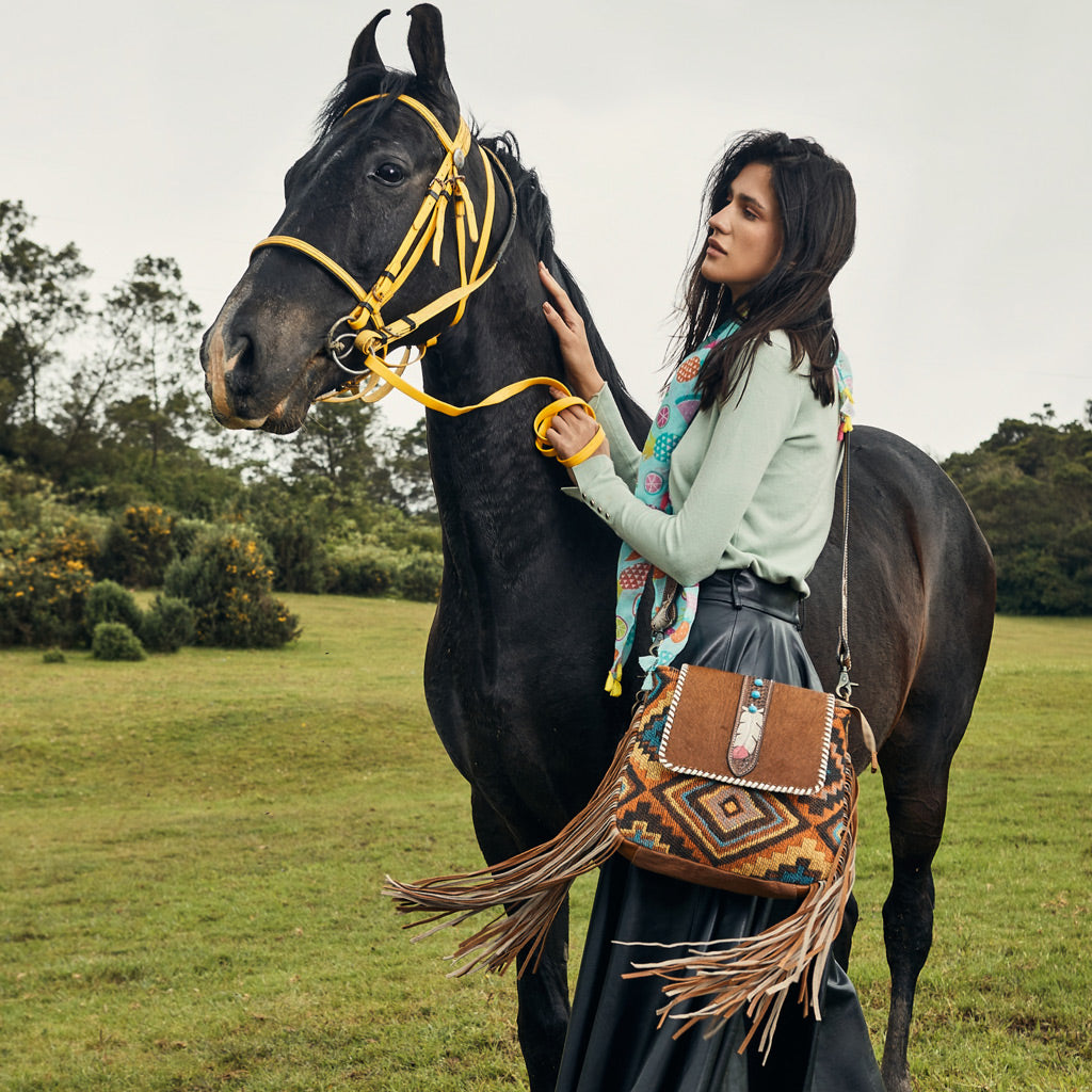 Beaded Frills Hand-Tooled Bag