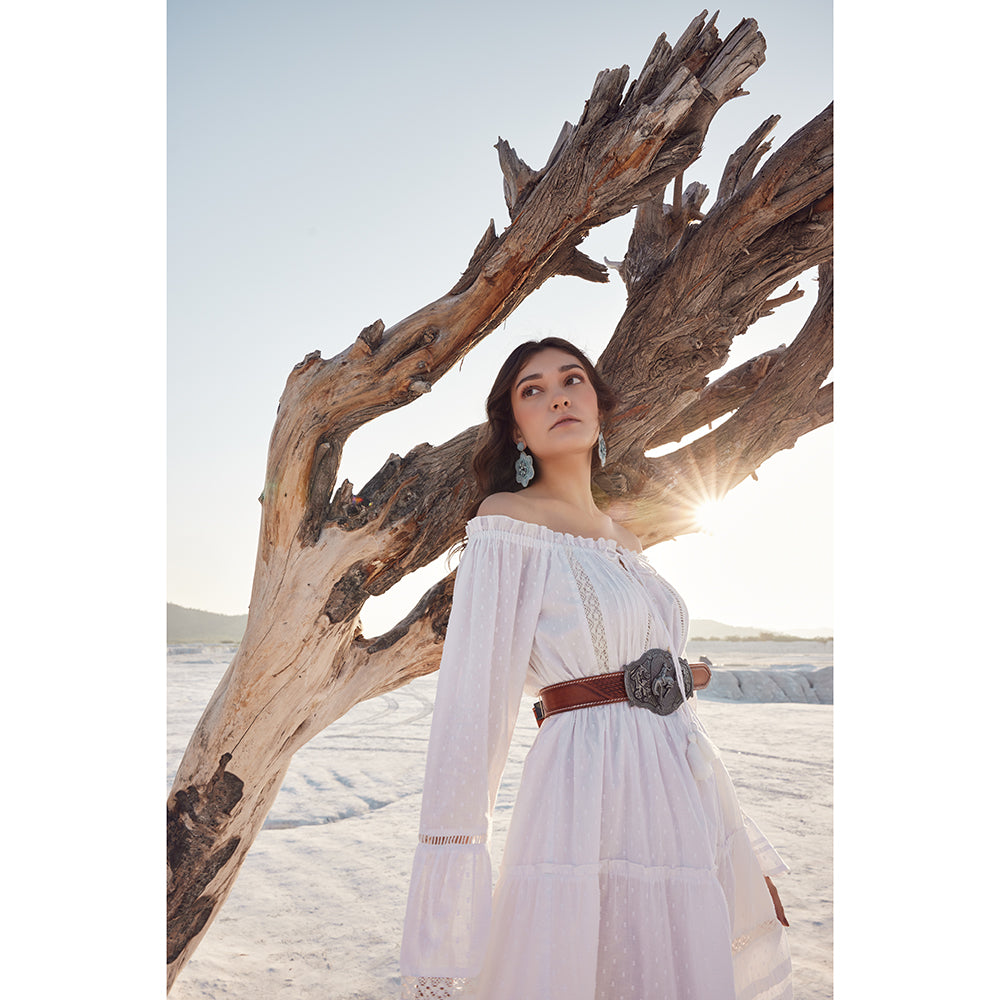 Coco-Bean Hand-Tooled Leather Women's Belt